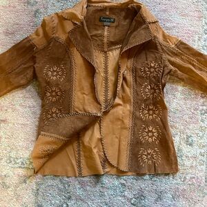 Tan Suede Patchwork Jacket - Tan Brown